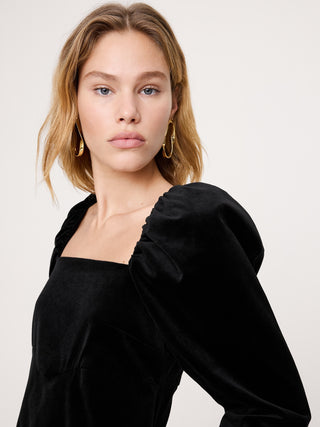 Vestido con Mangas Abullonadas de Terciopelo