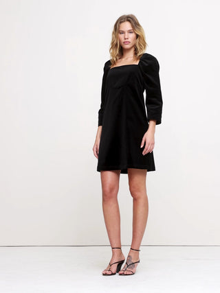 Vestido con Mangas Abullonadas de Terciopelo