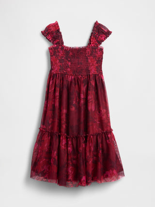 Vestido Cuello Cuadrado con Estampado Floral, Niña