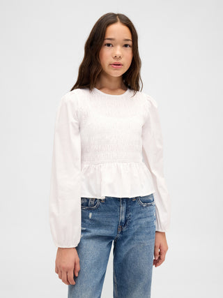 Blusa Manga Larga Corte Peplum, Niña