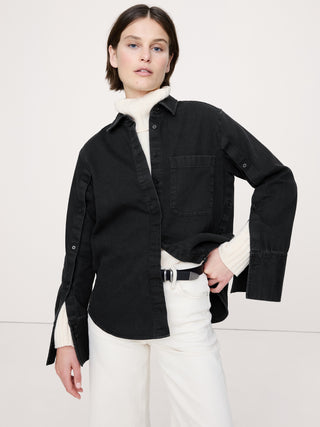 Camisa Denim Manga Larga con Bolsillo