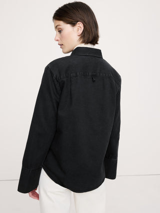 Camisa Denim Manga Larga con Bolsillo