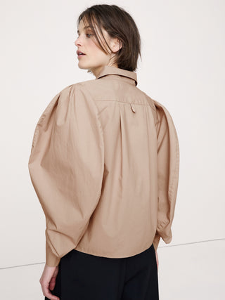 Camisa Manga con Volumen de Algodón