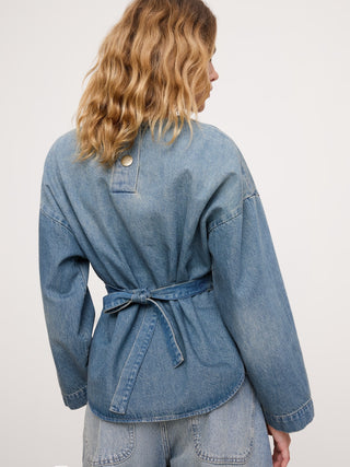 Camisa Denim con Cintura Ceñida