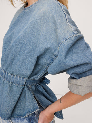 Camisa Denim con Cintura Ceñida