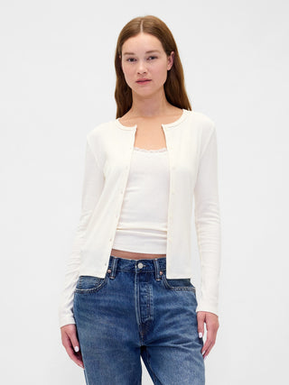 Cárdigan Cuello Redondo con Botones de Algodón