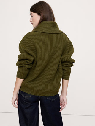 Sudadera Oversize con Cuello Chal de Lana