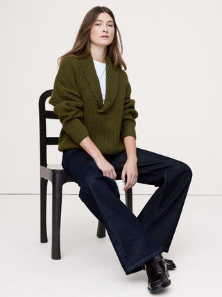 Sudadera Oversize con Cuello Chal de Lana