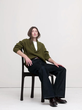 Sudadera Oversize con Cuello Chal de Lana