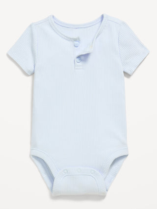 Body de canalé Henley de manga corta para bebé.