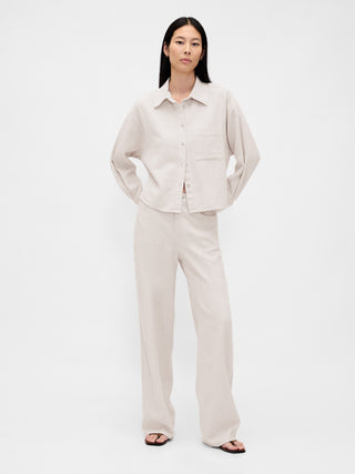 Camisa oversize de lino y algodón.