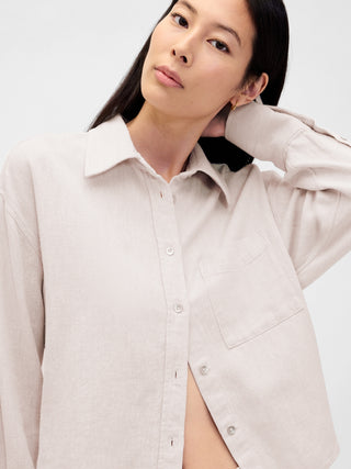 Camisa oversize de lino y algodón.