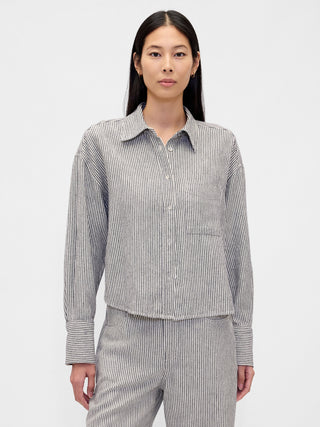 Camisa oversize de lino y algodón.