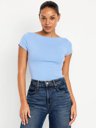 Camiseta Ajustada con Cuello Barco