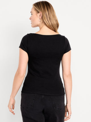 Camiseta Ajustada con Cuello Barco