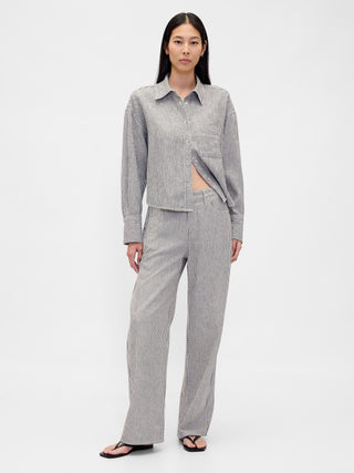 Camisa oversize de lino y algodón.