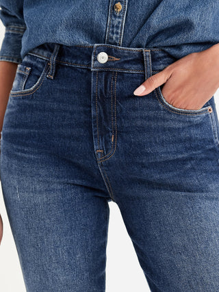 Jeans Ajustados Talle Alto con Bolsillos