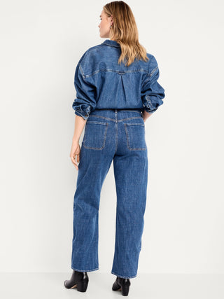 Jeans Barrel Talle Alto con Bolsillos