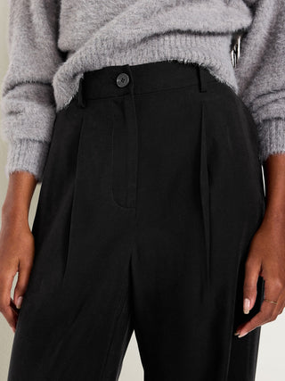 High-Waisted Pants with Front Pleats