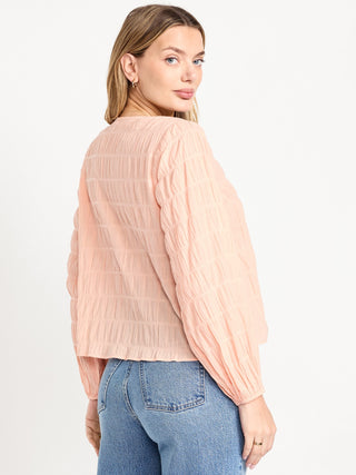 Blusa Manga Larga con Detale Fruncido