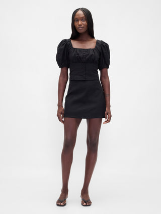 Blusa Estilo Corsé con Mangas Abullonadas