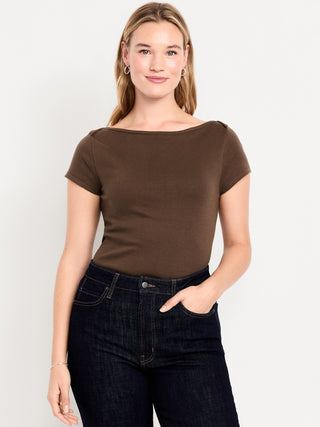 Fitted Boat Neck T-Shirt