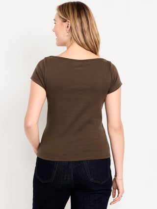 Fitted Boat Neck T-Shirt