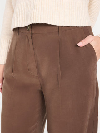 High-Waisted Pants with Front Pleats
