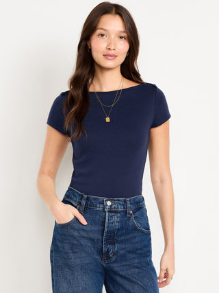 Camiseta Ajustada con Cuello Barco