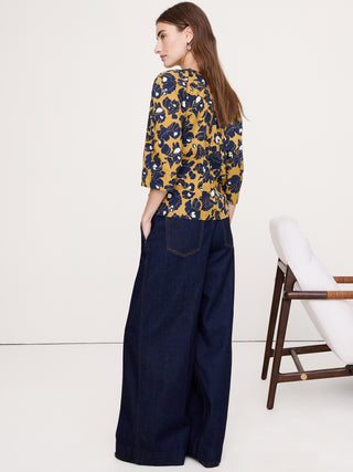 Camisa Cuello V Manga Larga de Algodón