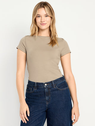 Camiseta Ajustada con Cuello Barco