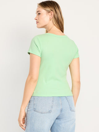 Camiseta Ajustada Manga Corta de Algodón