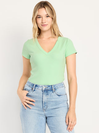 Camiseta Ajustada Manga Corta de Algodón