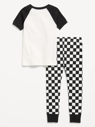 Conjunto de pijama ajustado con estampado gráfico para niños pequeños y bebés.