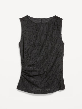Camiseta Drapeada con Tejido Jacquard