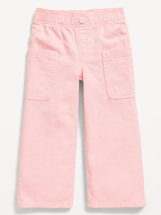 Pantalones sin cordones, holgados, de pierna ancha y cintura alta para niñas pequeñas.