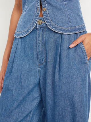 Jeans Anchos Talle Alto con Bolsillos