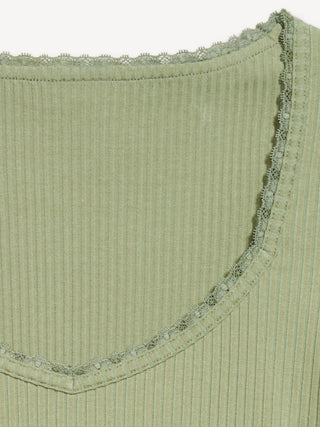 Ribbed Heart Neck T-shirt