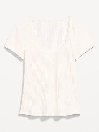 Ribbed Heart Neck T-shirt