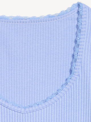 Ribbed Heart Neck T-shirt