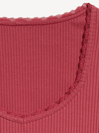 Ribbed Heart Neck T-shirt