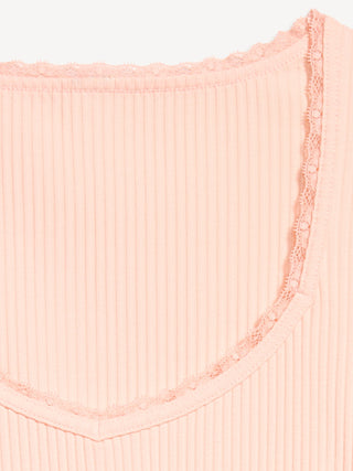 Ribbed Heart Neck T-shirt