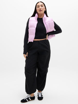 Chaleco Corto Acolchado con Cuello Alto