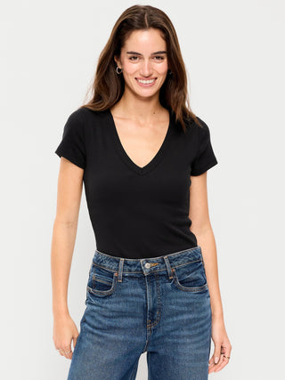 Camiseta Ajustada Manga Corta de Algodón