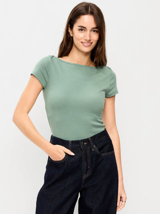 Fitted Boat Neck T-Shirt