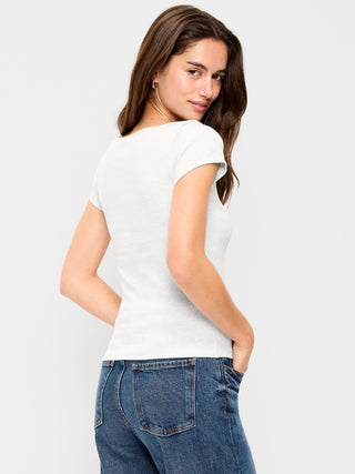 Camiseta Ajustada con Cuello Barco