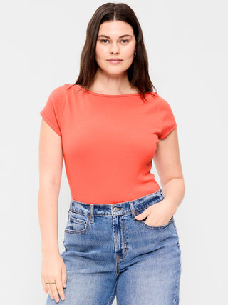 Camiseta Ajustada con Cuello Barco