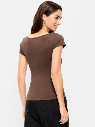 Fitted Boat Neck T-Shirt