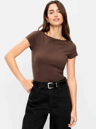 Fitted Boat Neck T-Shirt