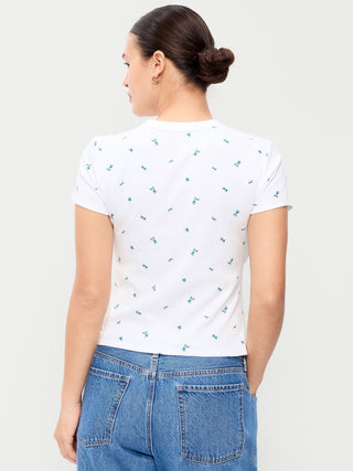 Camiseta Ajustada Manga Corta con Estampado